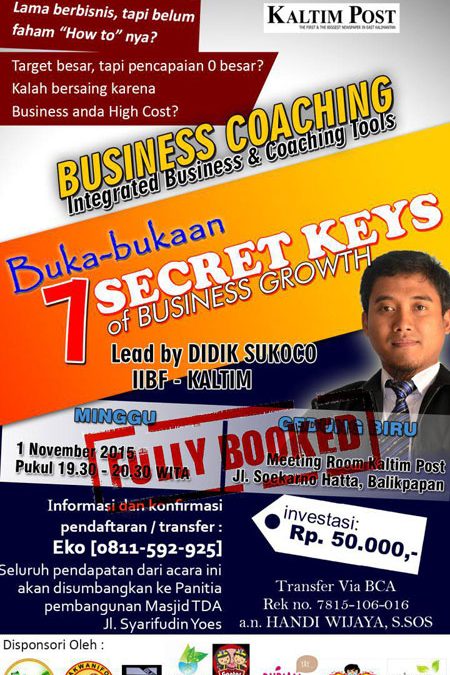 1 November 2015 Seminar ‘7 Secret Keys of Business Growth’ – TDA Balikpapan Forum
